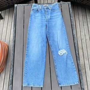 Levi’s Ribcage Straight Ankle Jeans Size 27 Distressed Blue